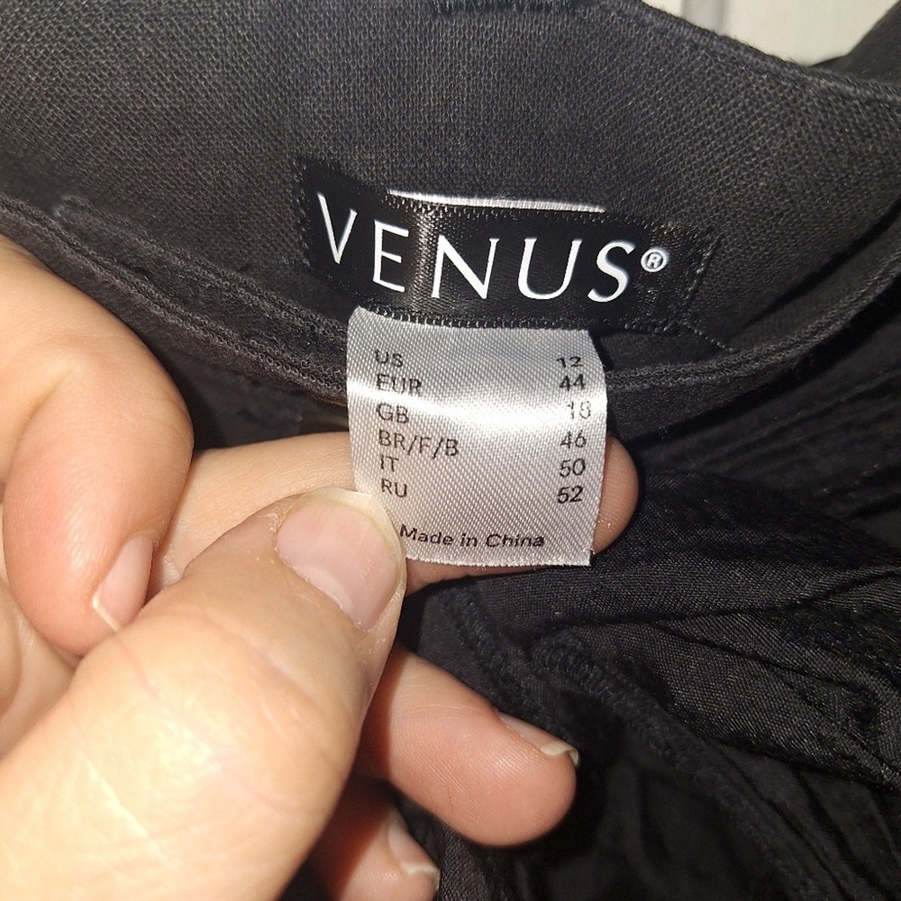 Venus Black Linen Blend Tie Waist‎ Sailor Style Pants Women's Size 12 - Picture 3 of 7